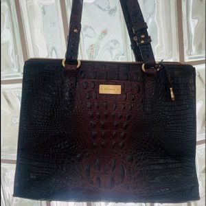 Brahmin Melbourne embossed leather tote in walnut